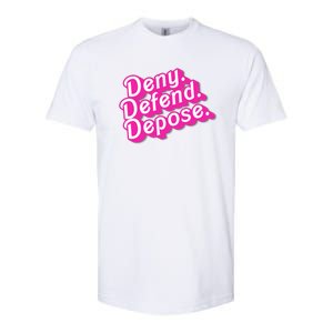 Deny Defend Depose Hot Pi Nk Doll Logo Luigi Mangione Softstyle CVC T-Shirt