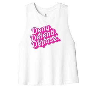 Deny Defend Depose Hot Pi Nk Doll Logo Luigi Mangione Women's Racerback Cropped Tank