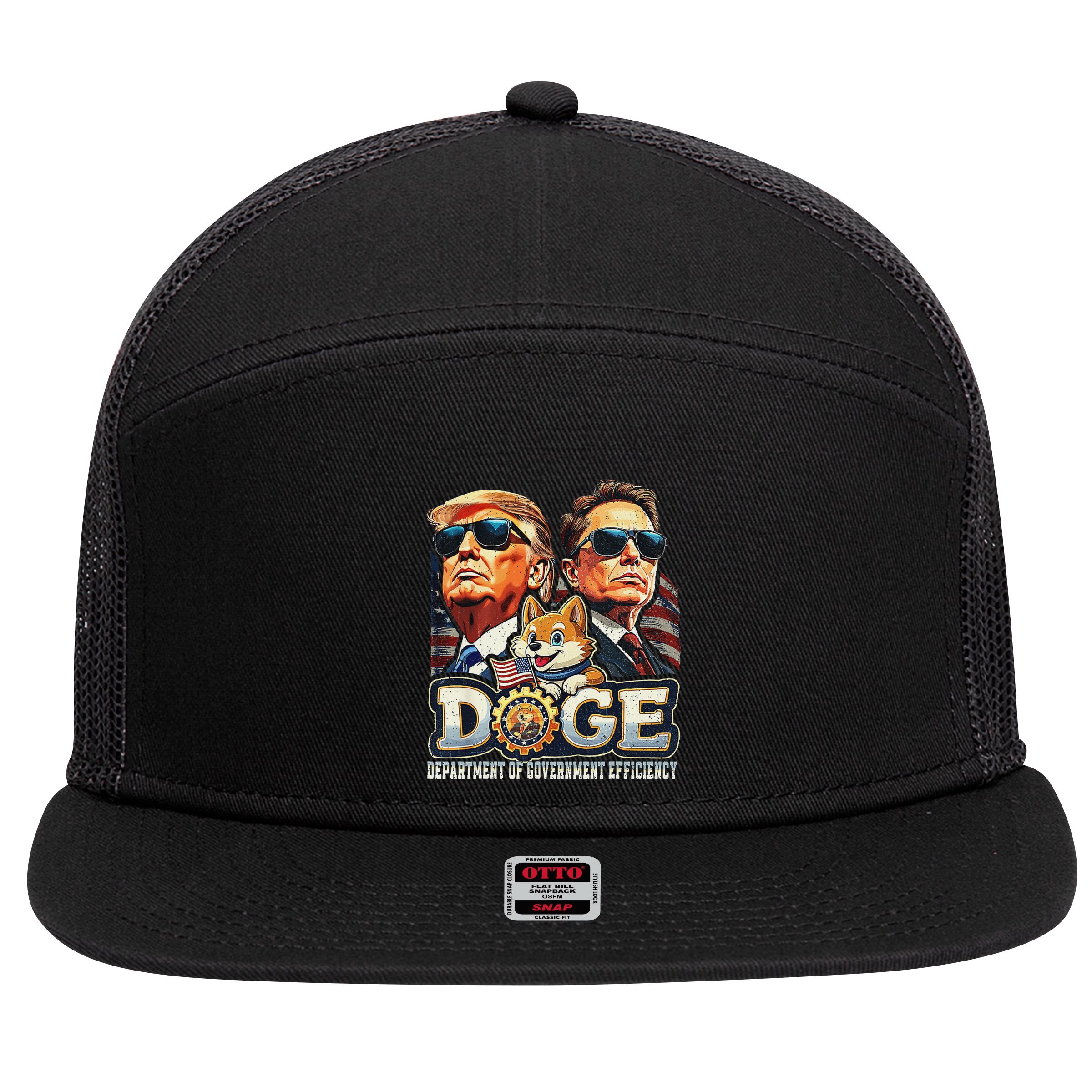 Doge D.O.G.E. Department Of Government Efficiency 7 Panel Mesh Trucker Snapback Hat