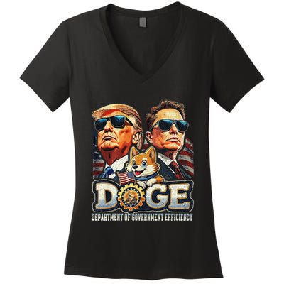 Doge D.O.G.E. Department Of Government Efficiency Women's V-Neck T-Shirt