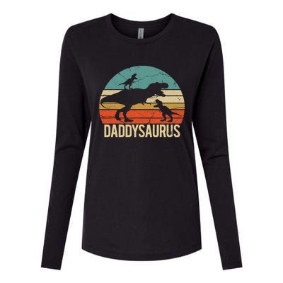 Daddy Dinosaur Daddysaurus 2 Two christmas Gift For Dad Womens Cotton Relaxed Long Sleeve T-Shirt