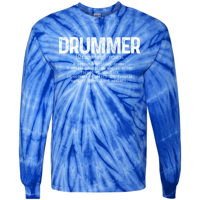 Drummer Definition Drums Drumming Funny Drummer Gift Tie-Dye Long Sleeve Shirt