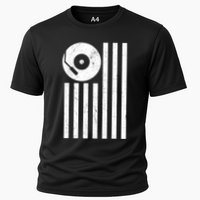 Dj Deejay Disk Jockey Turntable American Flag Djing Cooling Performance Crew T-Shirt