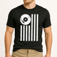 Dj Deejay Disk Jockey Turntable American Flag Djing Cooling Performance Crew T-Shirt