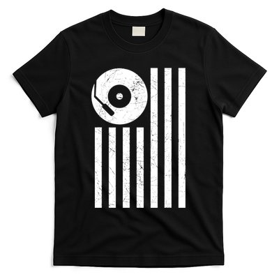 Dj Deejay Disk Jockey Turntable American Flag Djing T-Shirt