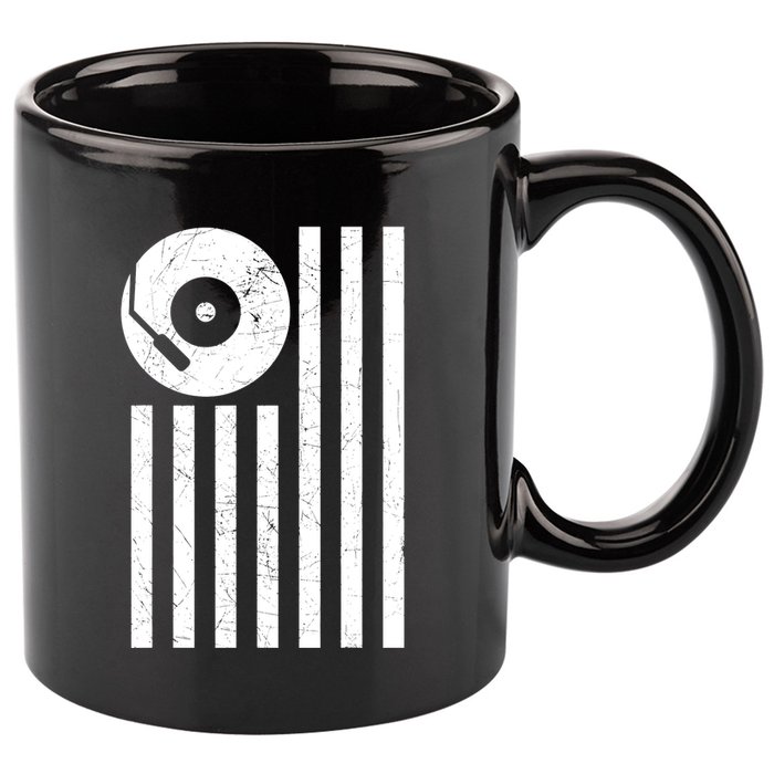 Dj Deejay Disk Jockey Turntable American Flag Djing 11oz C Handle Ceramic Mug