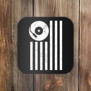 Dj Deejay Disk Jockey Turntable American Flag Djing Coaster