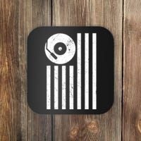 Dj Deejay Disk Jockey Turntable American Flag Djing Coaster