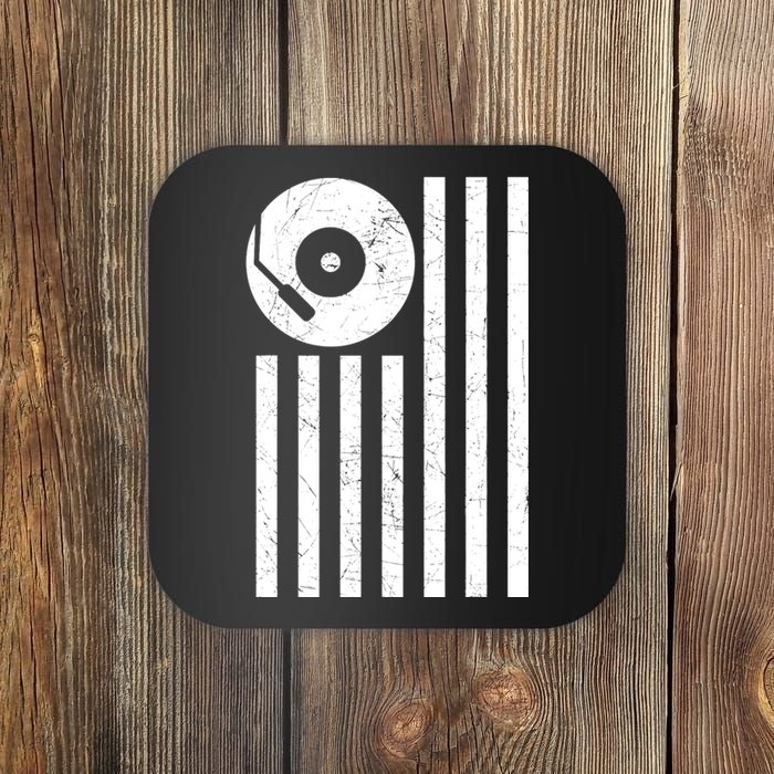 Dj Deejay Disk Jockey Turntable American Flag Djing Coaster