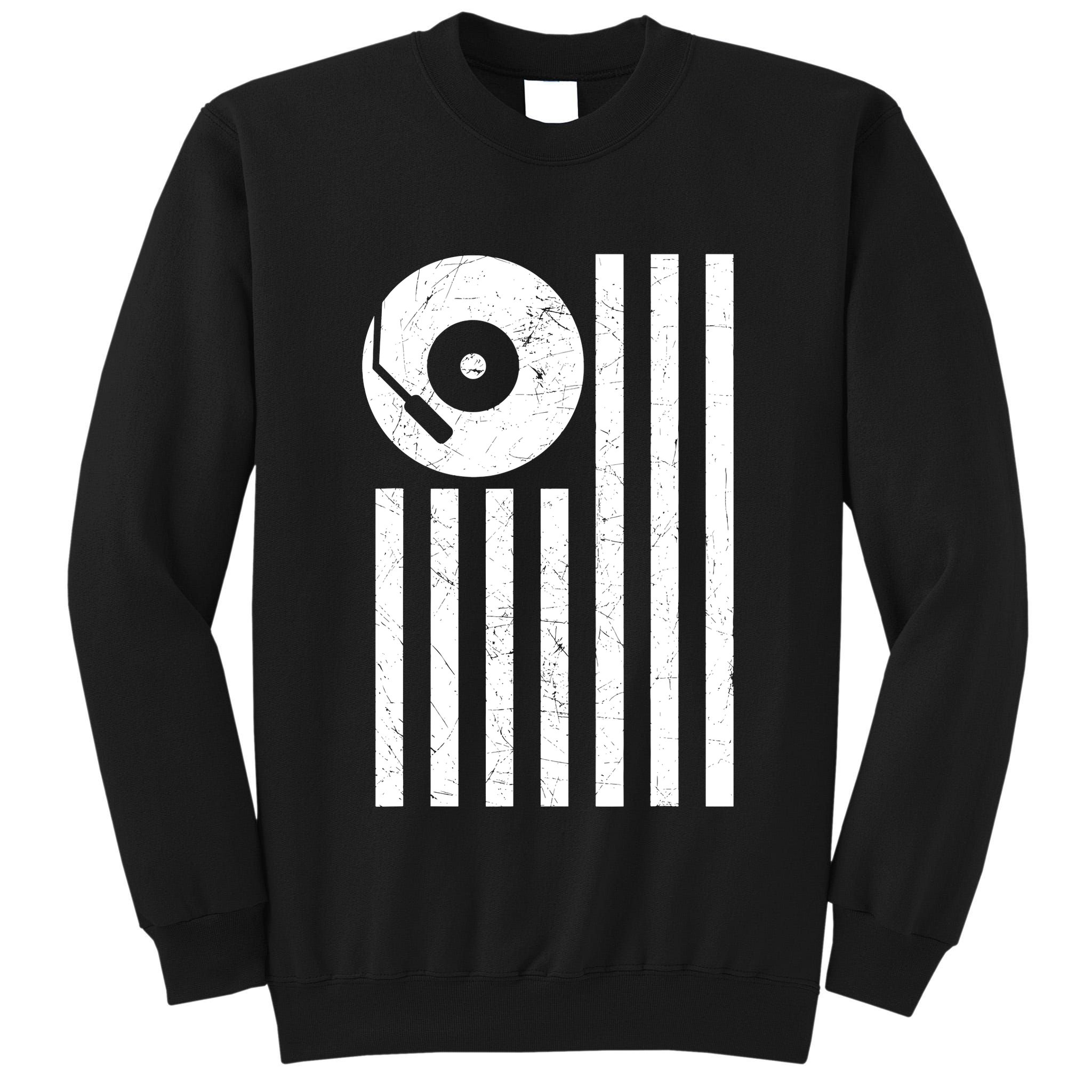 Dj Deejay Disk Jockey Turntable American Flag Djing Tall Sweatshirt
