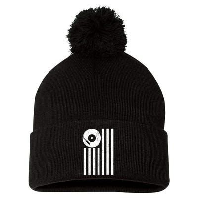 Dj Deejay Disk Jockey Turntable American Flag Djing Pom Pom 12in Knit Beanie