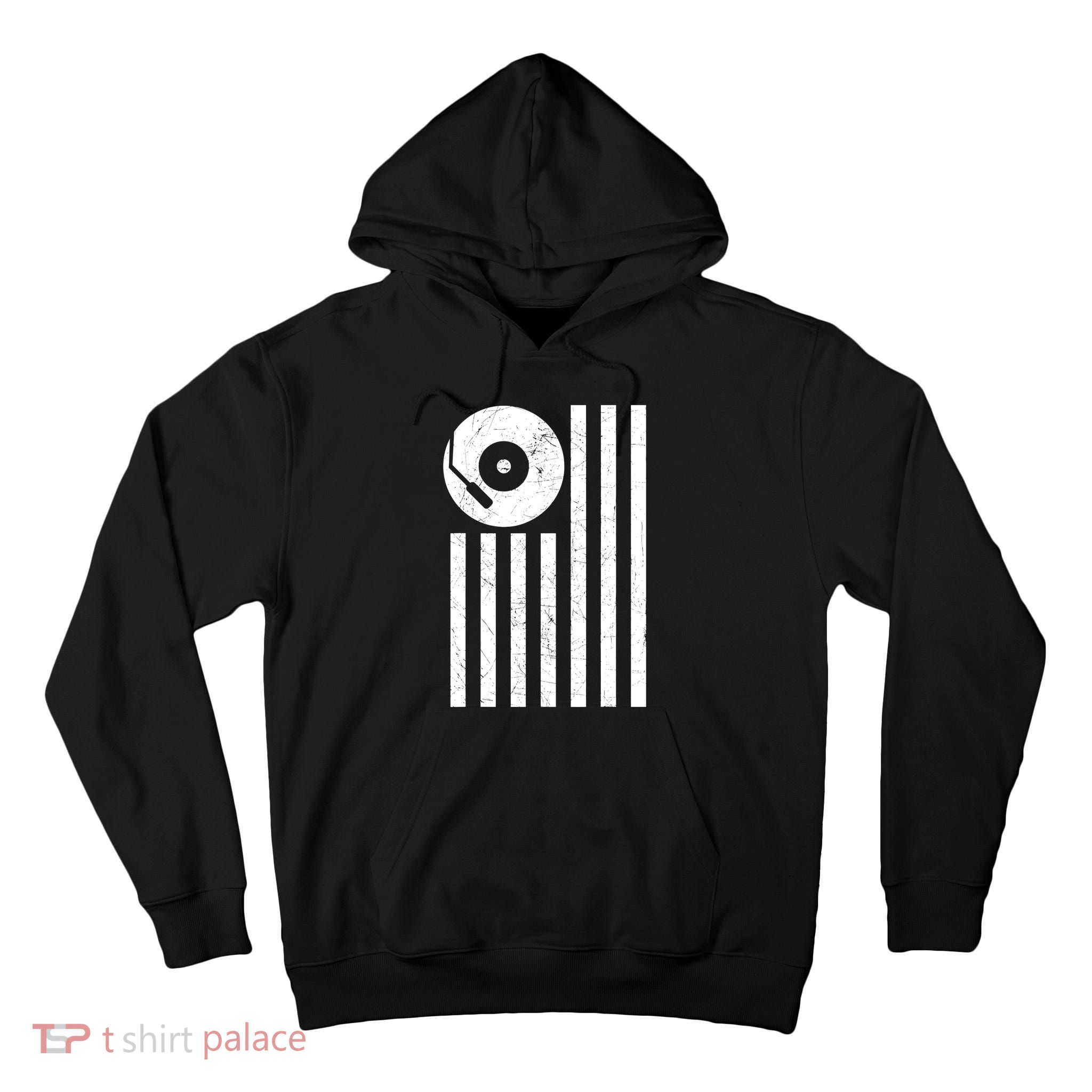 Dj Deejay Disk Jockey Turntable American Flag Djing Tall Hoodie
