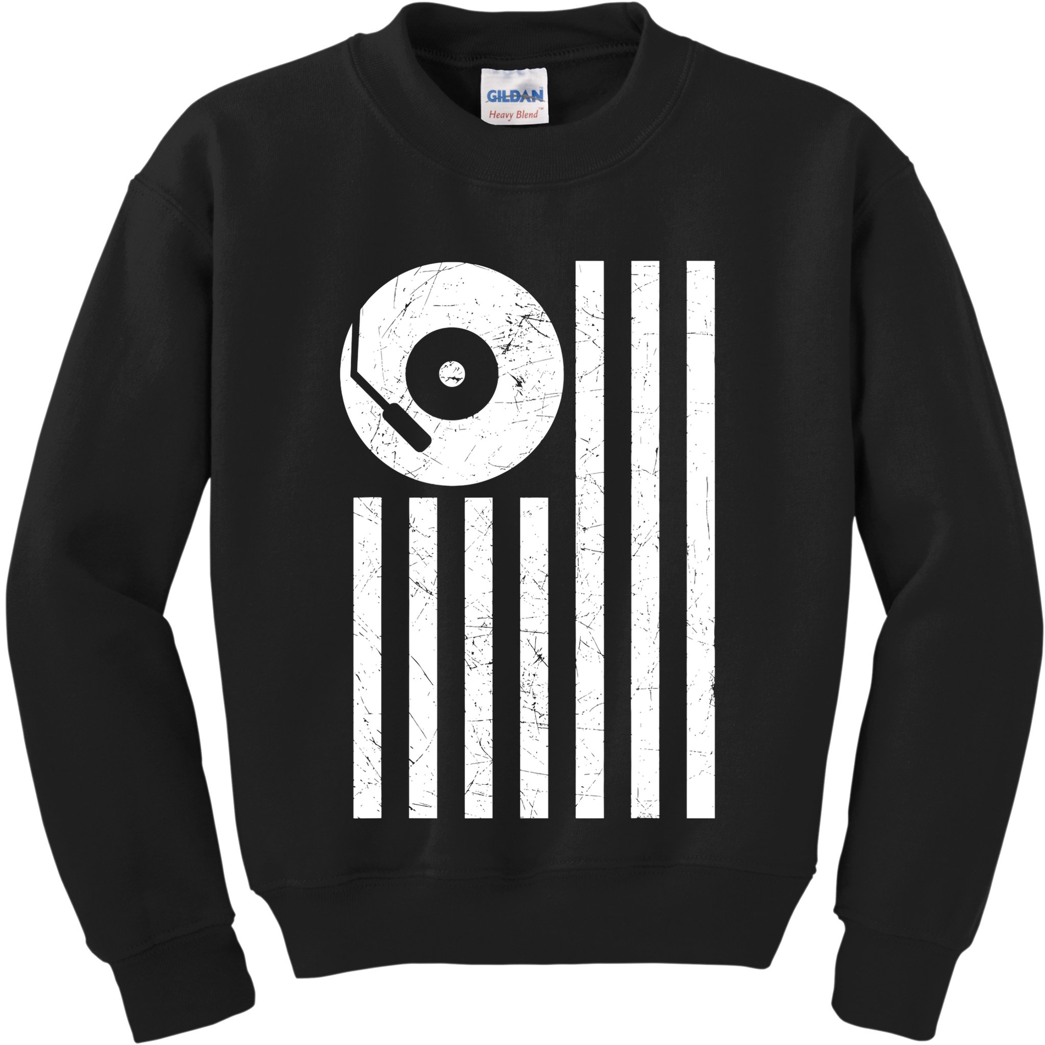 Dj Deejay Disk Jockey Turntable American Flag Djing Kids Sweatshirt
