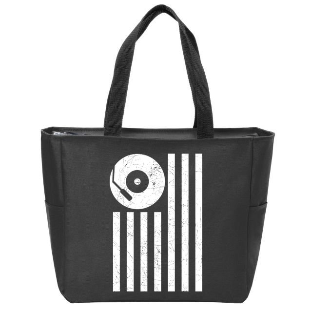 Dj Deejay Disk Jockey Turntable American Flag Djing Zip Tote Bag