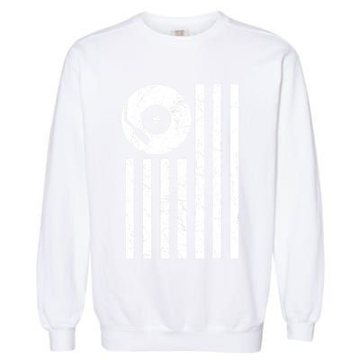 Dj Deejay Disk Jockey Turntable American Flag Djing Garment-Dyed Sweatshirt