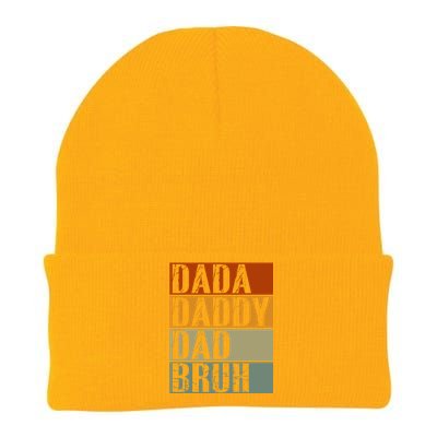 Dada Daddy Dad Bruh Fathers Day Vintage Funny Father Knit Cap Winter Beanie