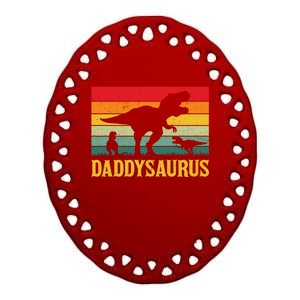 Daddy Dinosaur Daddysaurus 2 Two FatherS Day Gift Dad Gift Ceramic Oval Ornament