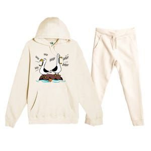 Dad Dad Dad Seagull Father Day Premium Hooded Sweatsuit Set