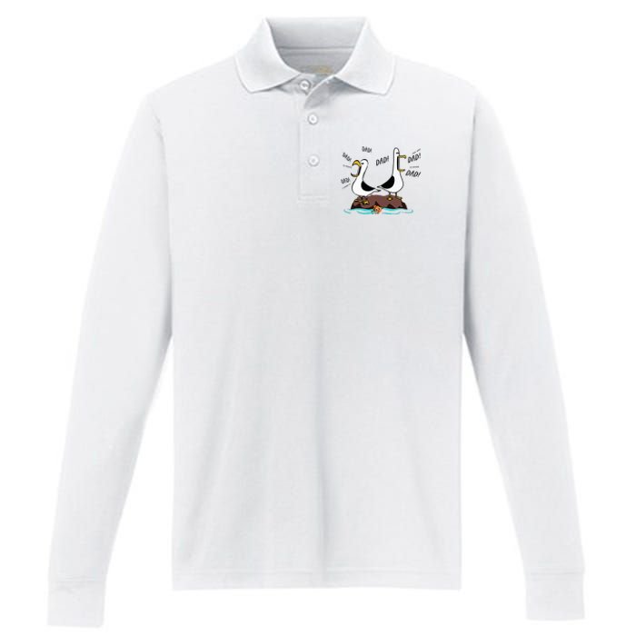 Dad Dad Dad Seagull Father Day Performance Long Sleeve Polo