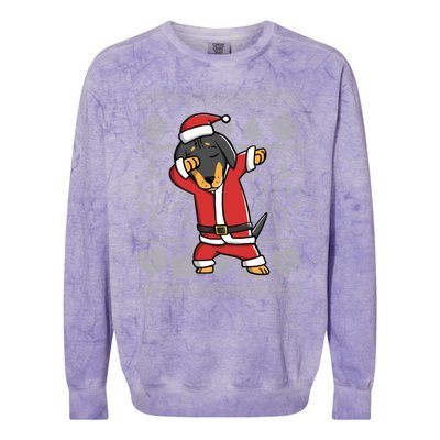 Dabbing Dachshund Dab Dance Funny Dog Christmas Gift Colorblast Crewneck Sweatshirt