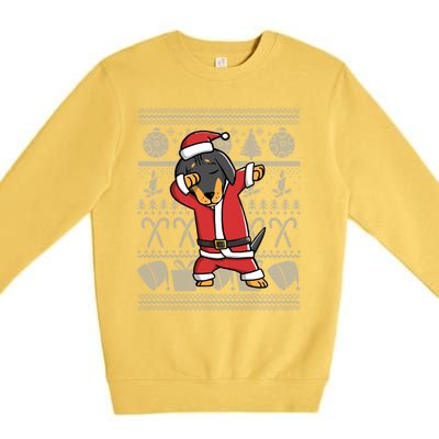 Dabbing Dachshund Dab Dance Funny Dog Christmas Gift Premium Crewneck Sweatshirt