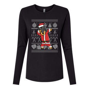 Dabbing Dachshund Dab Dance Funny Dog Christmas Gift Womens Cotton Relaxed Long Sleeve T-Shirt