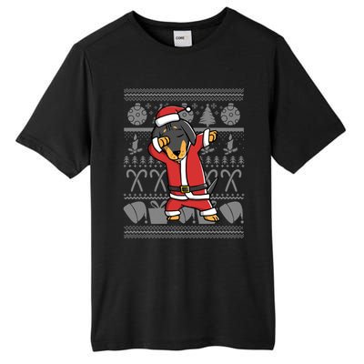 Dabbing Dachshund Dab Dance Funny Dog Christmas Gift Tall Fusion ChromaSoft Performance T-Shirt