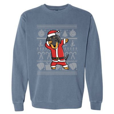 Dabbing Dachshund Dab Dance Funny Dog Christmas Gift Garment-Dyed Sweatshirt