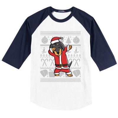 Dabbing Dachshund Dab Dance Funny Dog Christmas Gift Baseball Sleeve Shirt