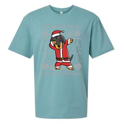 Dabbing Dachshund Dab Dance Funny Dog Christmas Gift Sueded Cloud Jersey T-Shirt