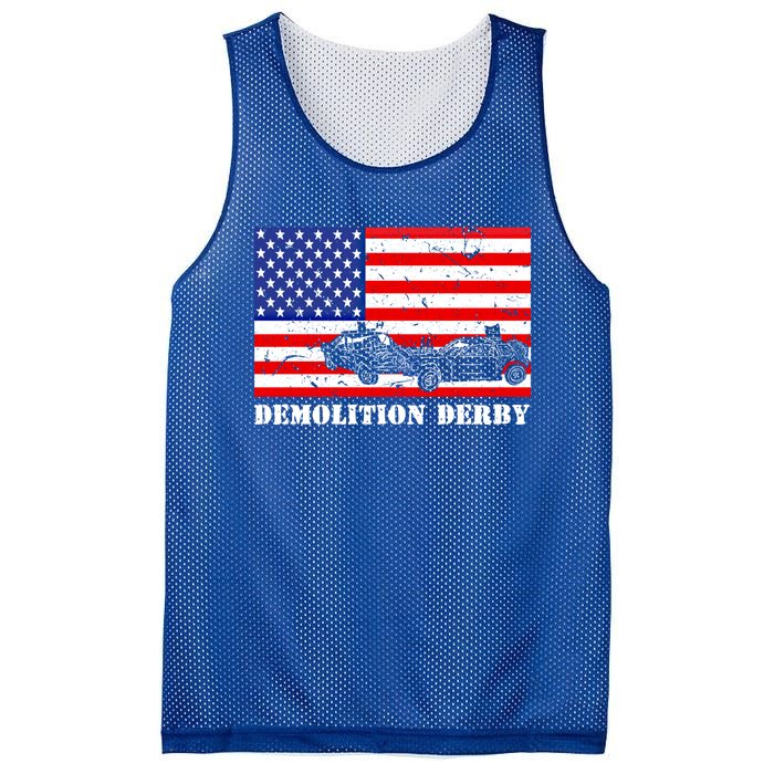 Distressed Demolition Derby Usa American Flag Vintage Racer Great Gift Mesh Reversible Basketball Jersey Tank