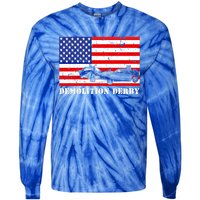 Distressed Demolition Derby Usa American Flag Vintage Racer Great Gift Tie-Dye Long Sleeve Shirt