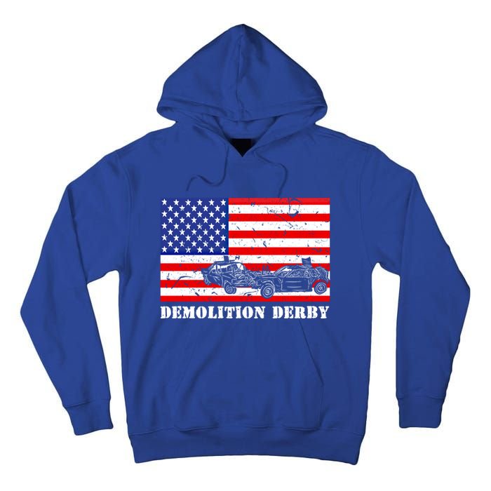 Distressed Demolition Derby Usa American Flag Vintage Racer Great Gift Tall Hoodie