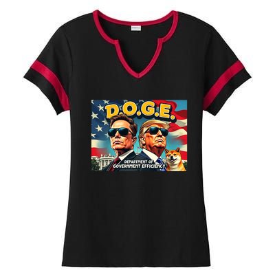 D.O.G.E Doge Department Of Government Efficiency Trump Elon Ladies Halftime Notch Neck Tee