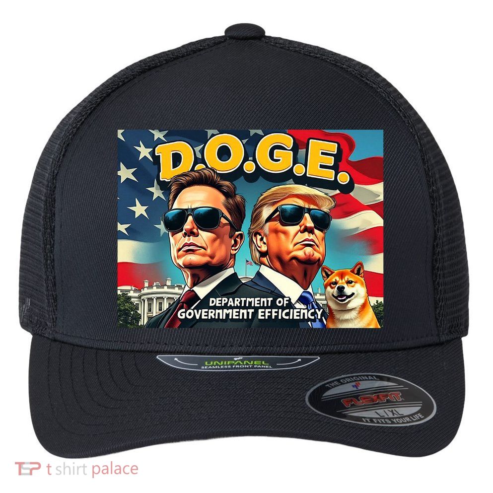 D.O.G.E Doge Department Of Government Efficiency Trump Elon Flexfit Unipanel Trucker Cap