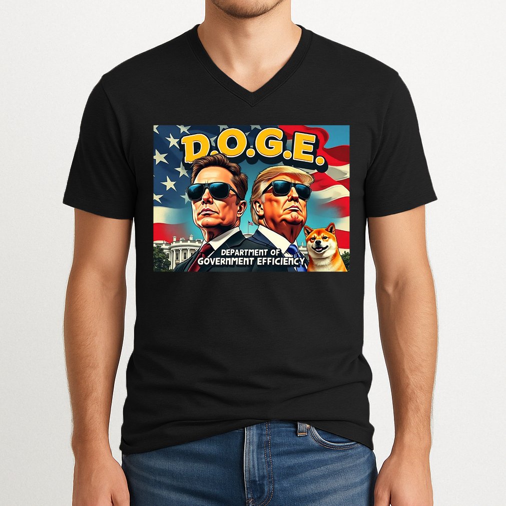 D.O.G.E Doge Department Of Government Efficiency Trump Elon V-Neck T-Shirt