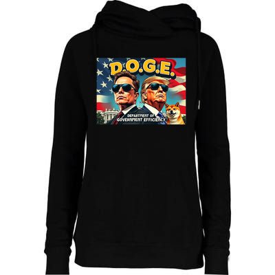 D.O.G.E Doge Department Of Government Efficiency Trump Elon Womens Funnel Neck Pullover Hood