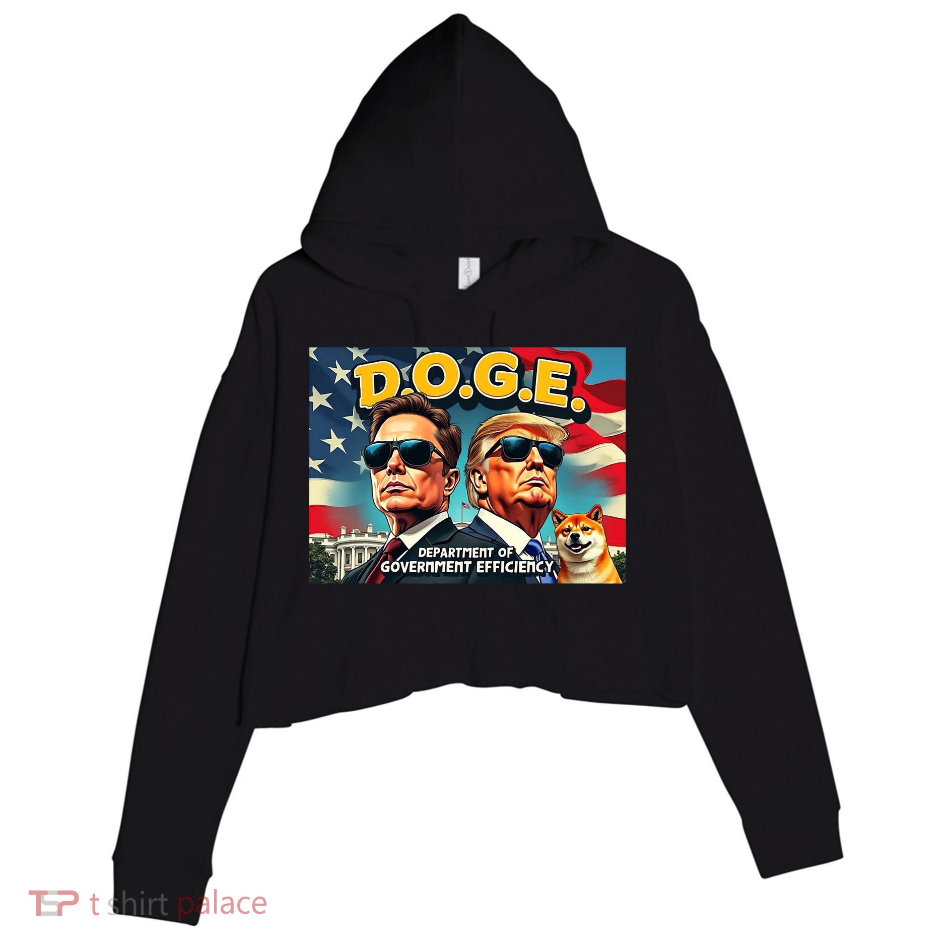 D.O.G.E Doge Department Of Government Efficiency Trump Elon Crop Fleece Hoodie