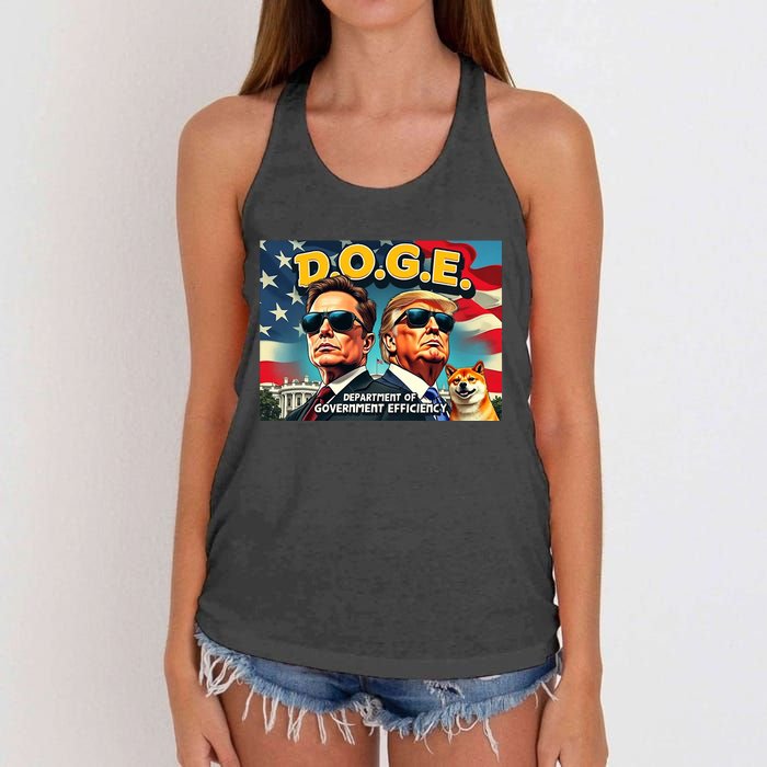 D.O.G.E Doge Department Of Government Efficiency Trump Elon Women's Knotted Racerback Tank