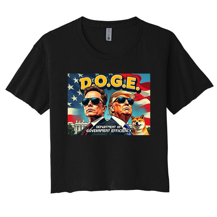 D.O.G.E Doge Department Of Government Efficiency Trump Elon Women's Crop Top Tee