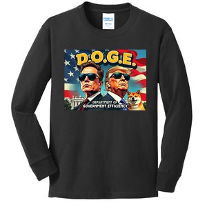 D.O.G.E Doge Department Of Government Efficiency Trump Elon Kids Long Sleeve Shirt