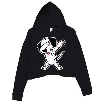 Dalmatian Dabbing Design Funny Dalmation Dab Dog Dance Crop Fleece Hoodie