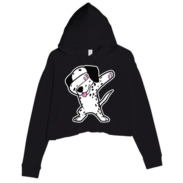 Dalmatian Dabbing Design Funny Dalmation Dab Dog Dance Crop Fleece Hoodie