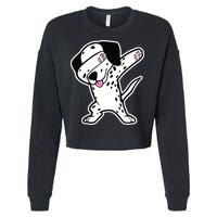 Dalmatian Dabbing Design Funny Dalmation Dab Dog Dance Cropped Pullover Crew