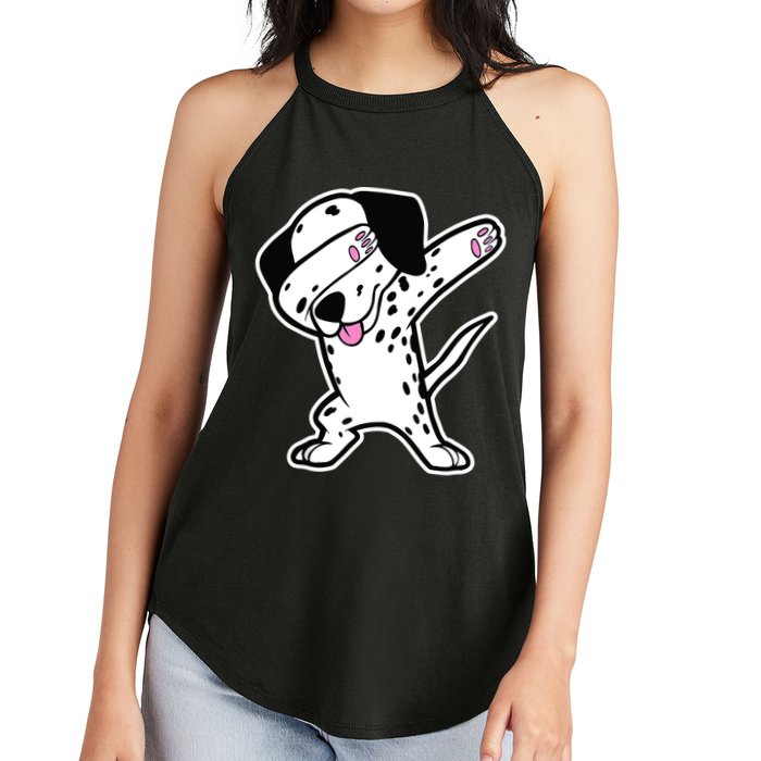 Dalmatian Dabbing Design Funny Dalmation Dab Dog Dance Women's Perfect Tri Rocker Tank