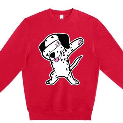 Dalmatian Dabbing Design Funny Dalmation Dab Dog Dance Premium Crewneck Sweatshirt