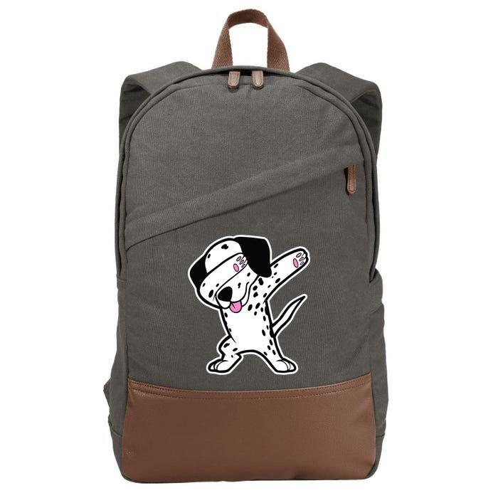 Dalmatian Dabbing Design Funny Dalmation Dab Dog Dance Cotton Canvas Backpack