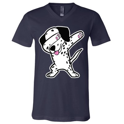Dalmatian Dabbing Design Funny Dalmation Dab Dog Dance V-Neck T-Shirt