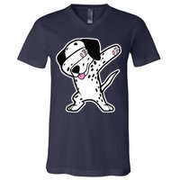 Dalmatian Dabbing Design Funny Dalmation Dab Dog Dance V-Neck T-Shirt