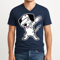 Dalmatian Dabbing Design Funny Dalmation Dab Dog Dance V-Neck T-Shirt